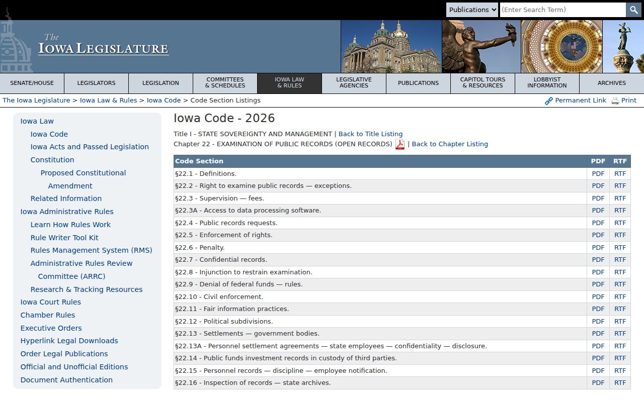 Iowa Open Records Law for Monroe County criminal records