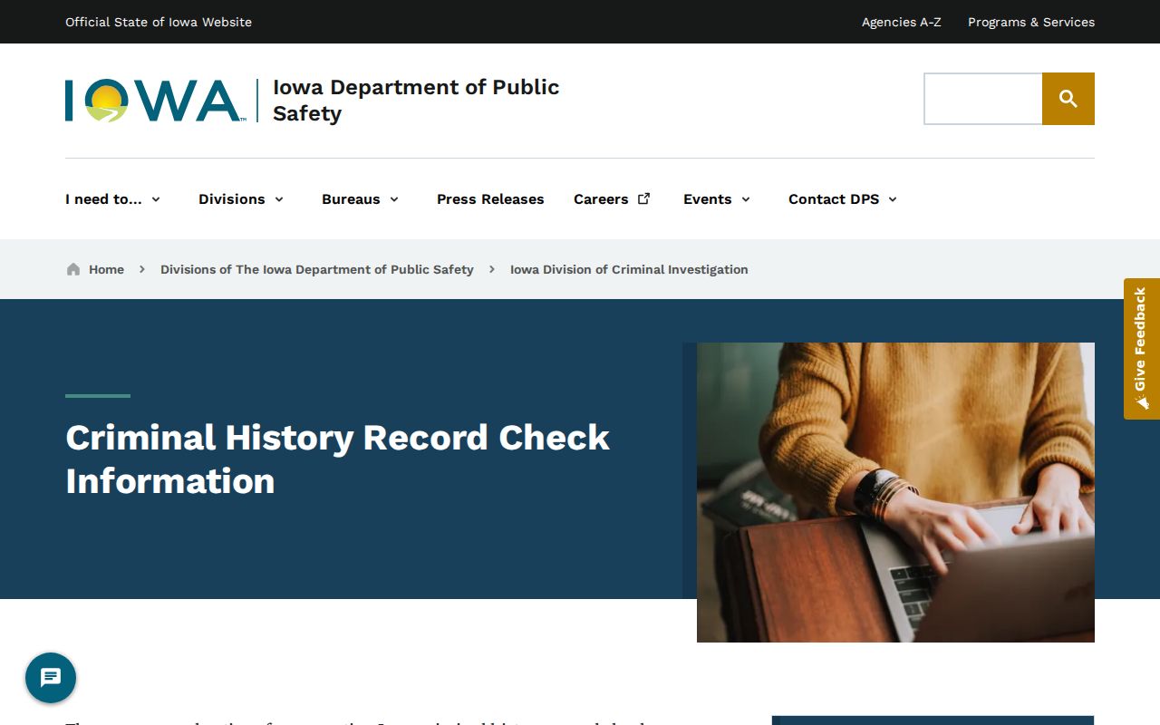 Iowa DCI guidance for Monroe County criminal history requests