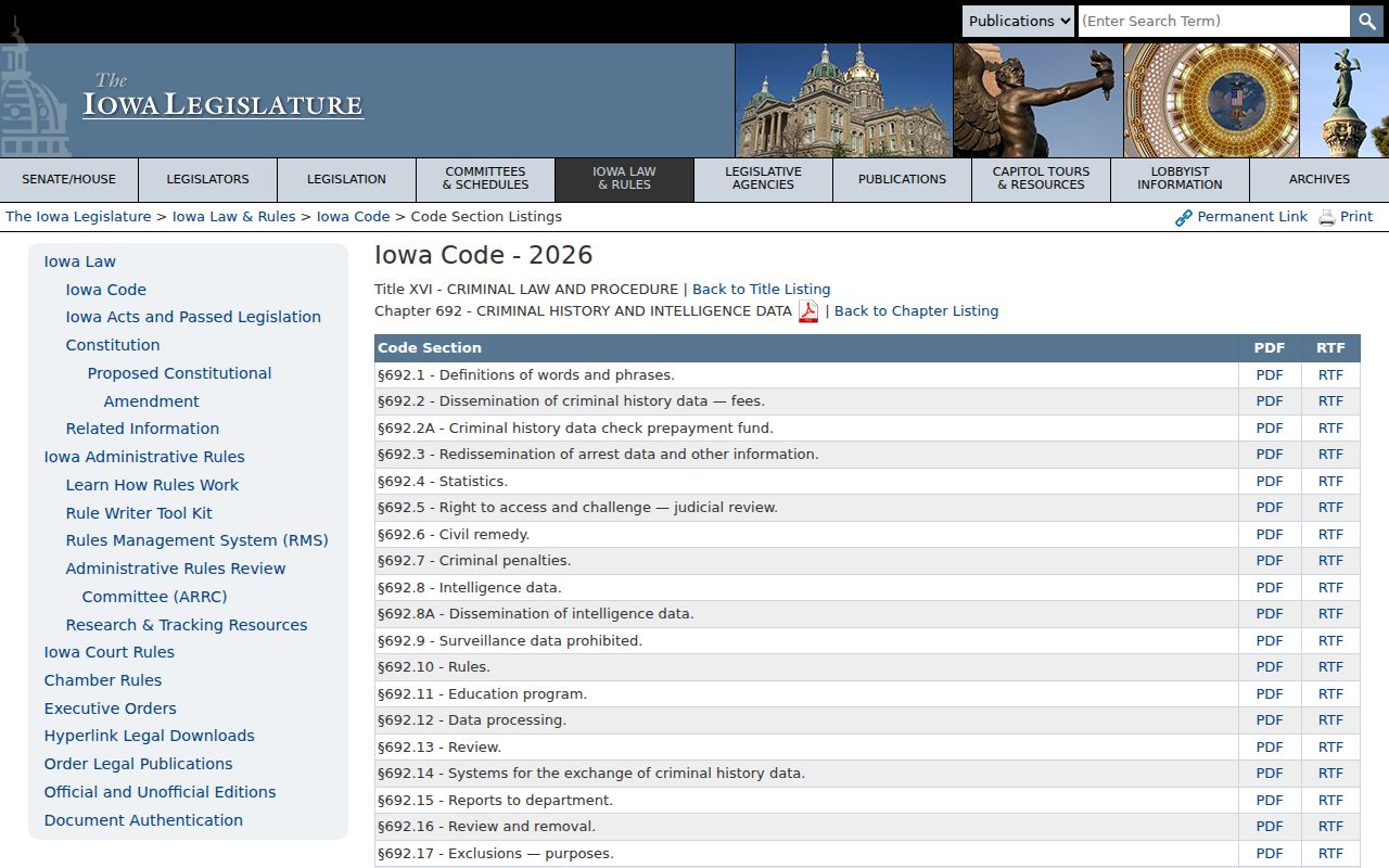 Iowa criminal history law affecting Monroe County records