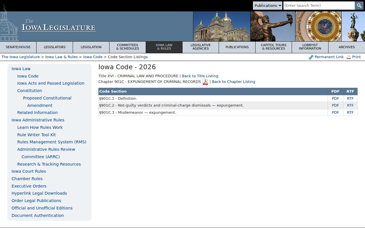 Iowa expungement law for Monroe County criminal court records