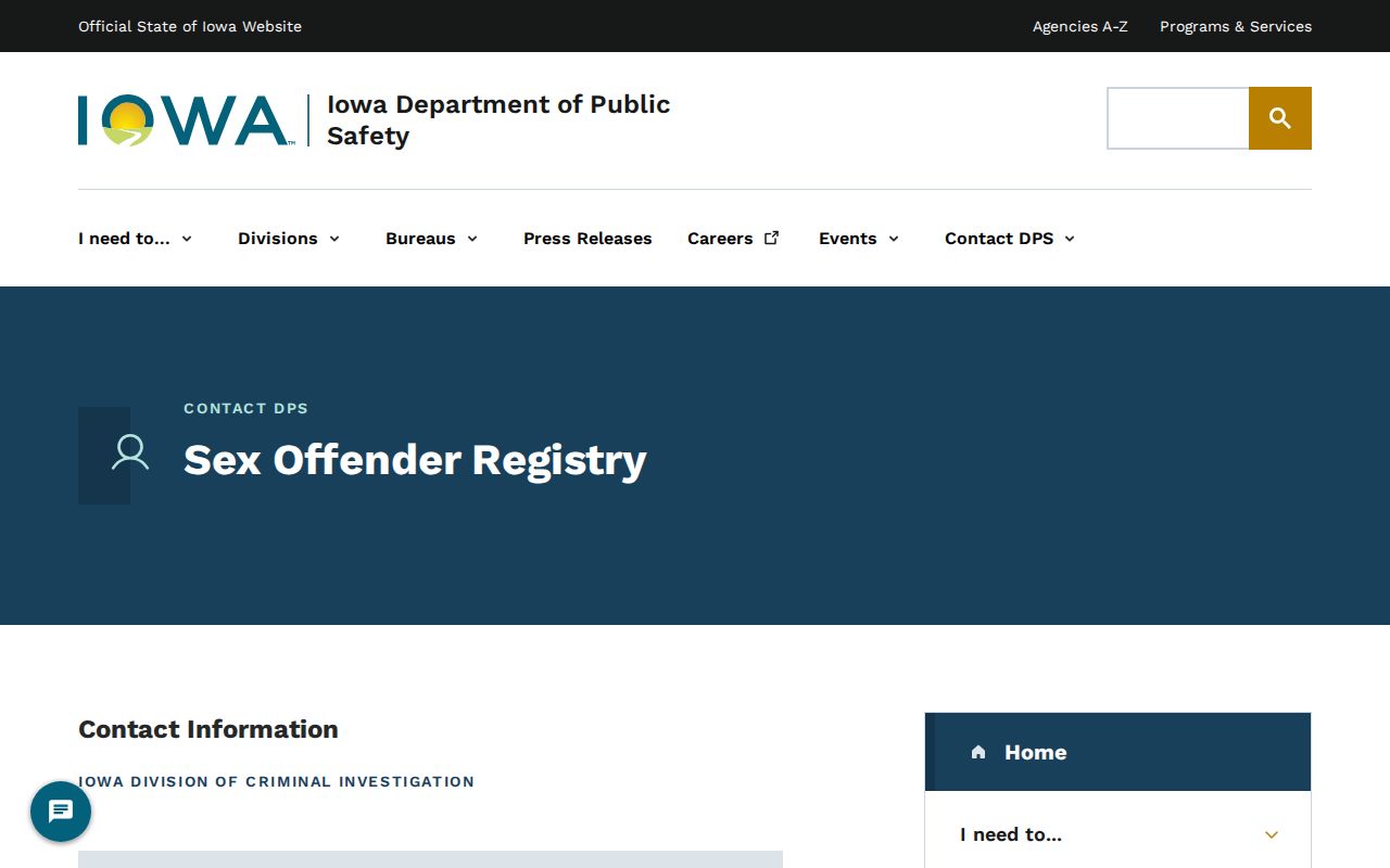 Iowa DPS contact route for Monroe County sex offender registry questions