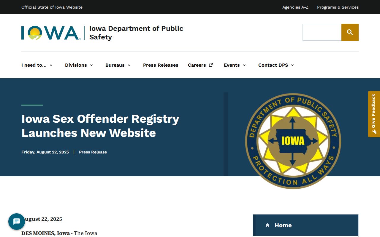 Monroe County registry search information in the Iowa DPS redesign announcement